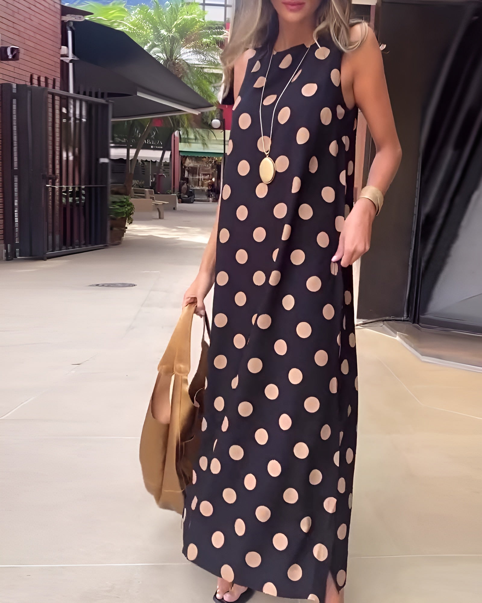 Roxane – Sukienka letnia | Damska | Wzór w groszki, kieszenie, prosty krój | Retro styl | Lekka bawełniana tkanina | IVY&CO