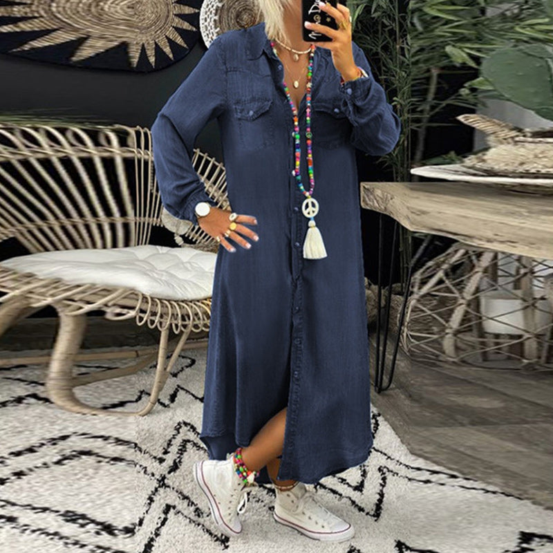 Yara™ - Długa sukienka maxi z denimu