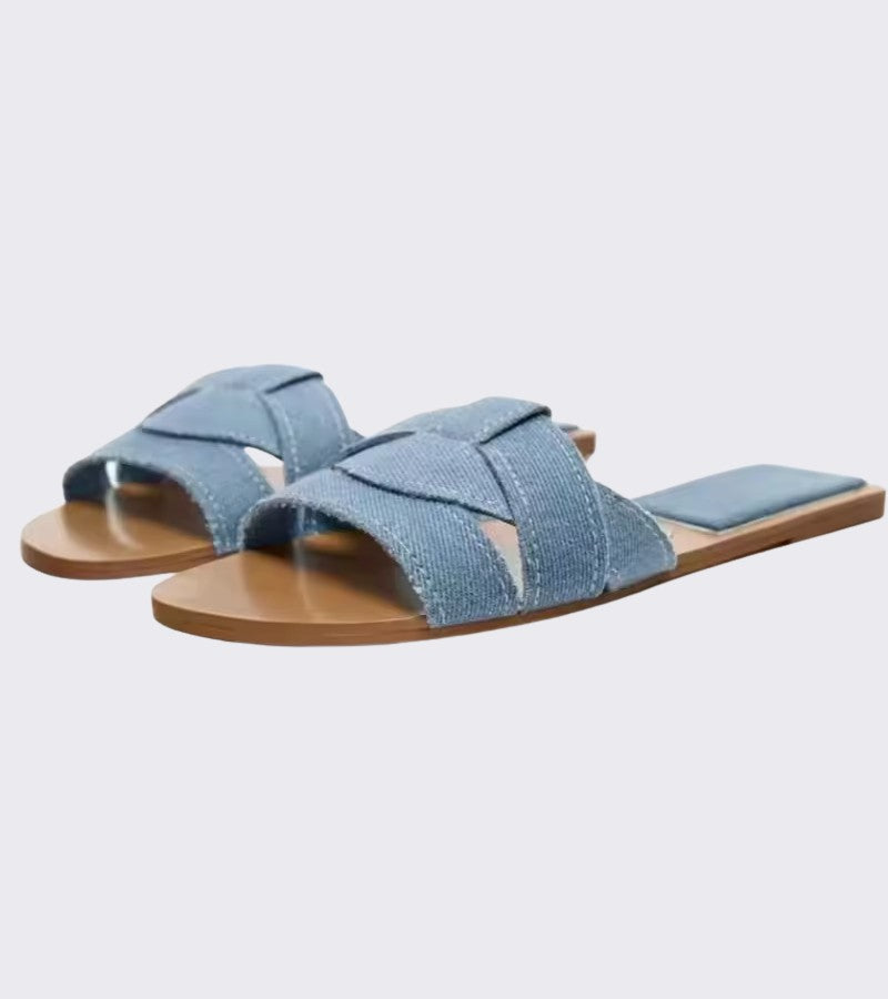 Zaba | Eleganckie Sandały Niskie z Plecionką