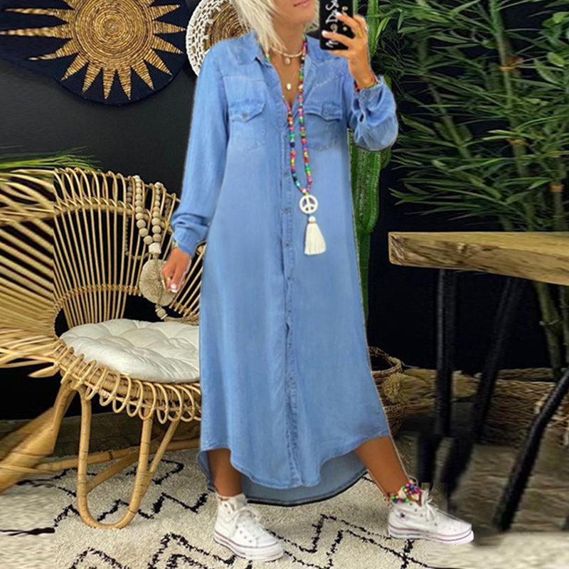 Yara™ - Długa sukienka maxi z denimu