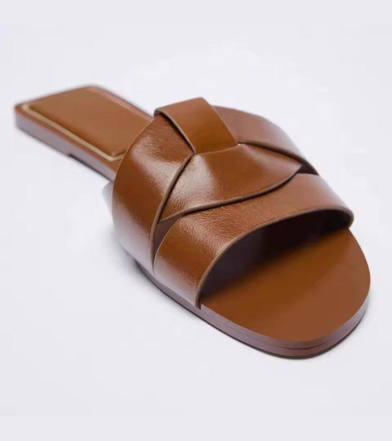 Zaba | Eleganckie Sandały Niskie z Plecionką