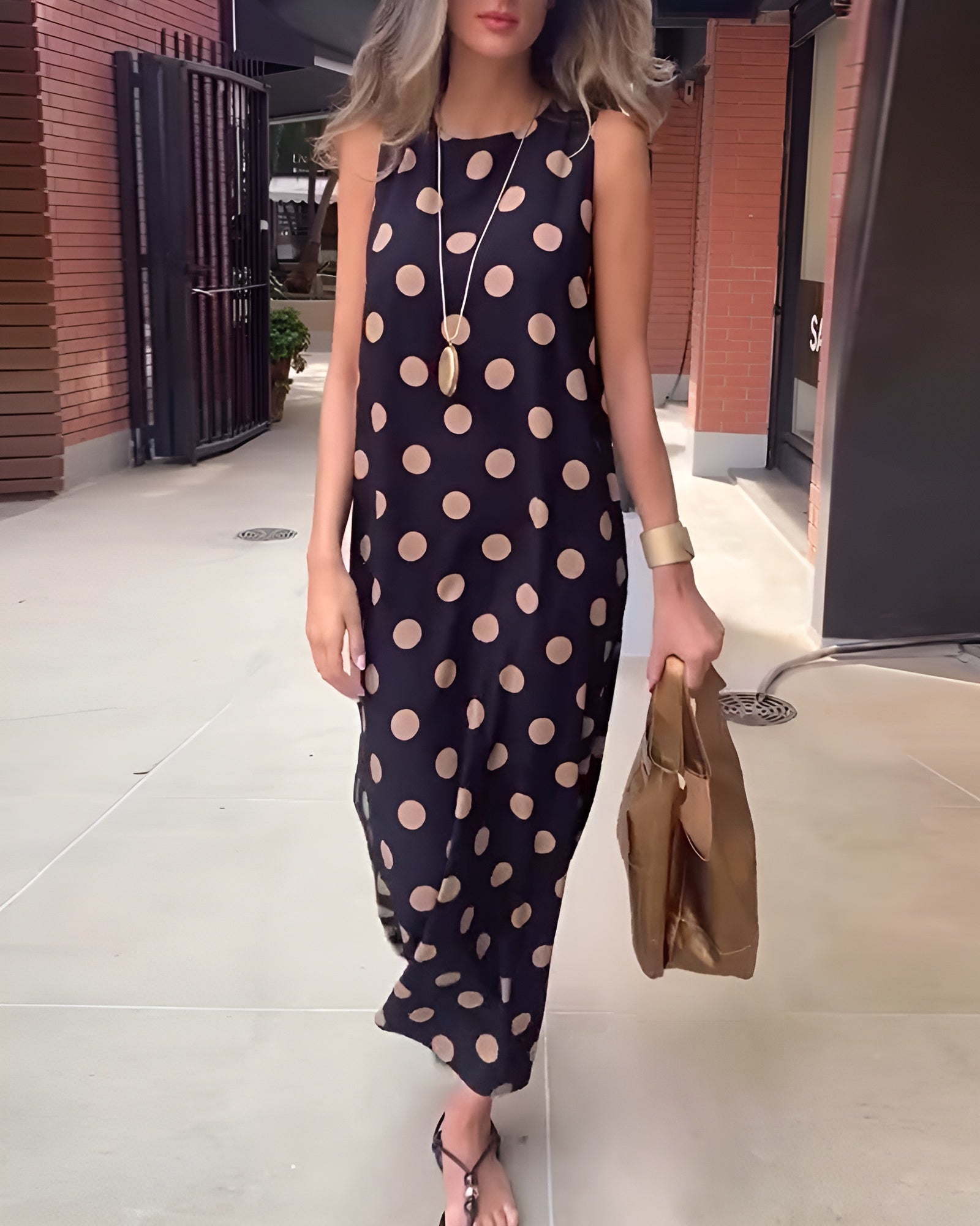 Roxane – Sukienka letnia | Damska | Wzór w groszki, kieszenie, prosty krój | Retro styl | Lekka bawełniana tkanina | IVY&CO