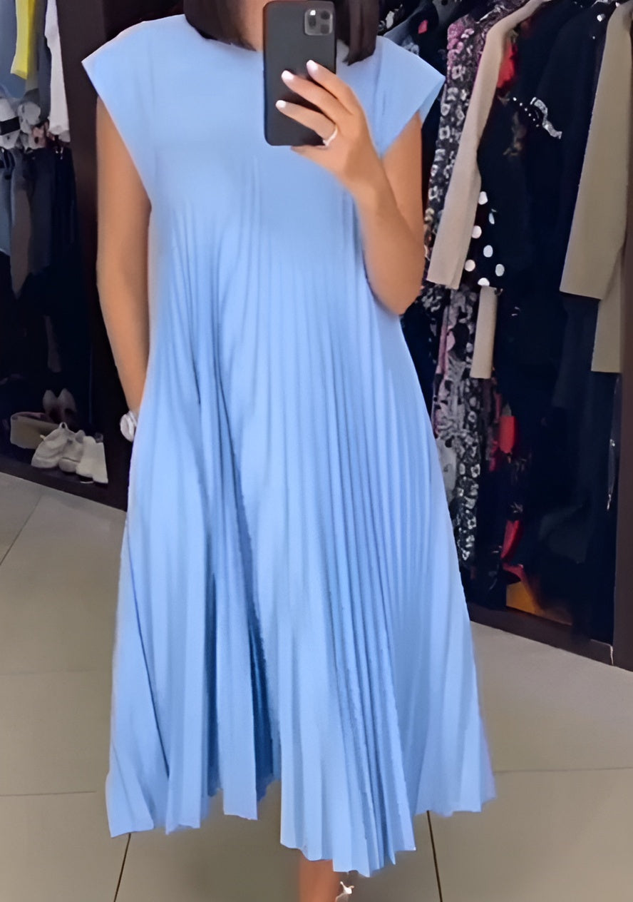 Simone – Sukienka | Damska | Plisowana, bez rękawów, lekki fason | Jasny odcień | Lekki i oddychający materiał | IVY&CO