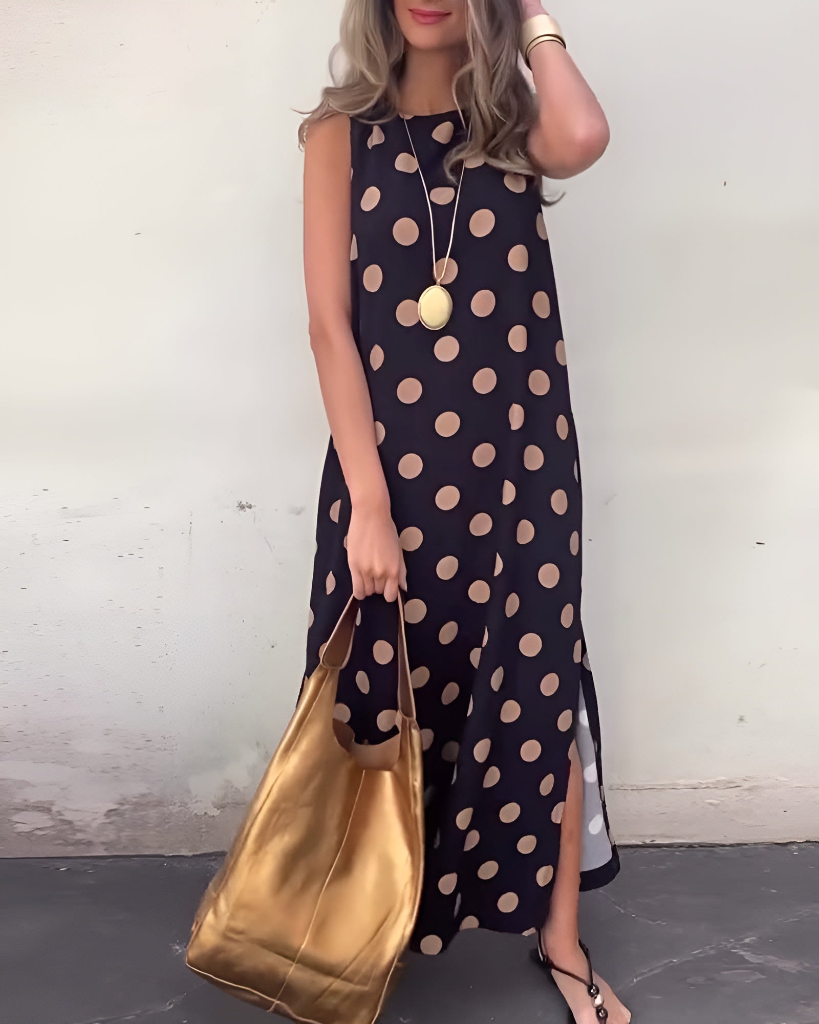 Roxane – Sukienka letnia | Damska | Wzór w groszki, kieszenie, prosty krój | Retro styl | Lekka bawełniana tkanina | IVY&CO