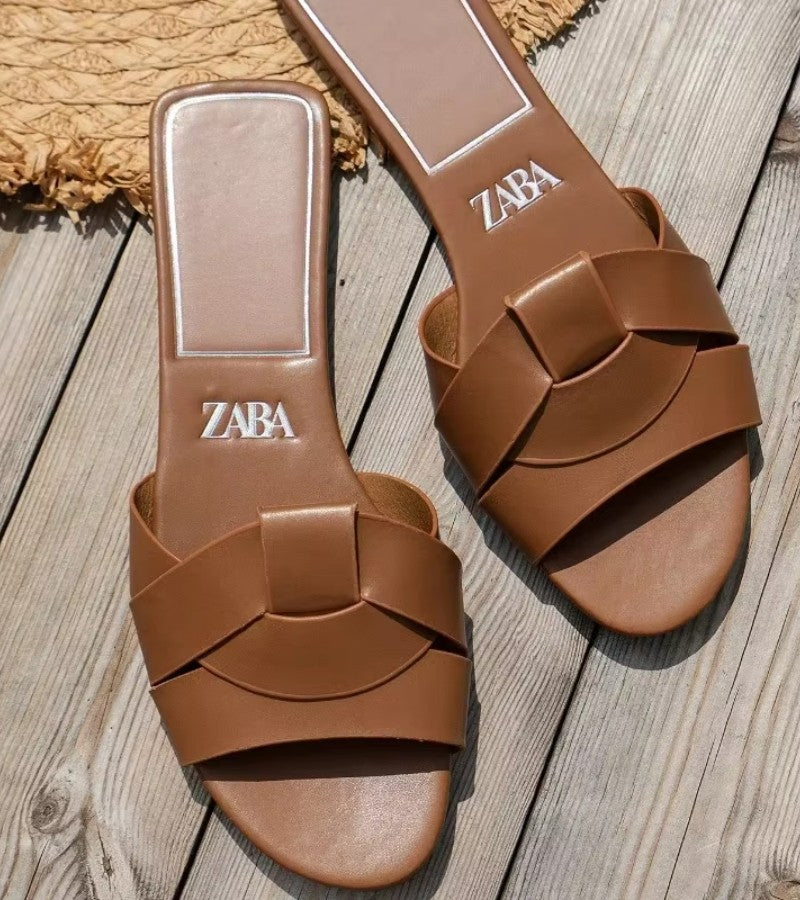 Zaba | Eleganckie Sandały Niskie z Plecionką