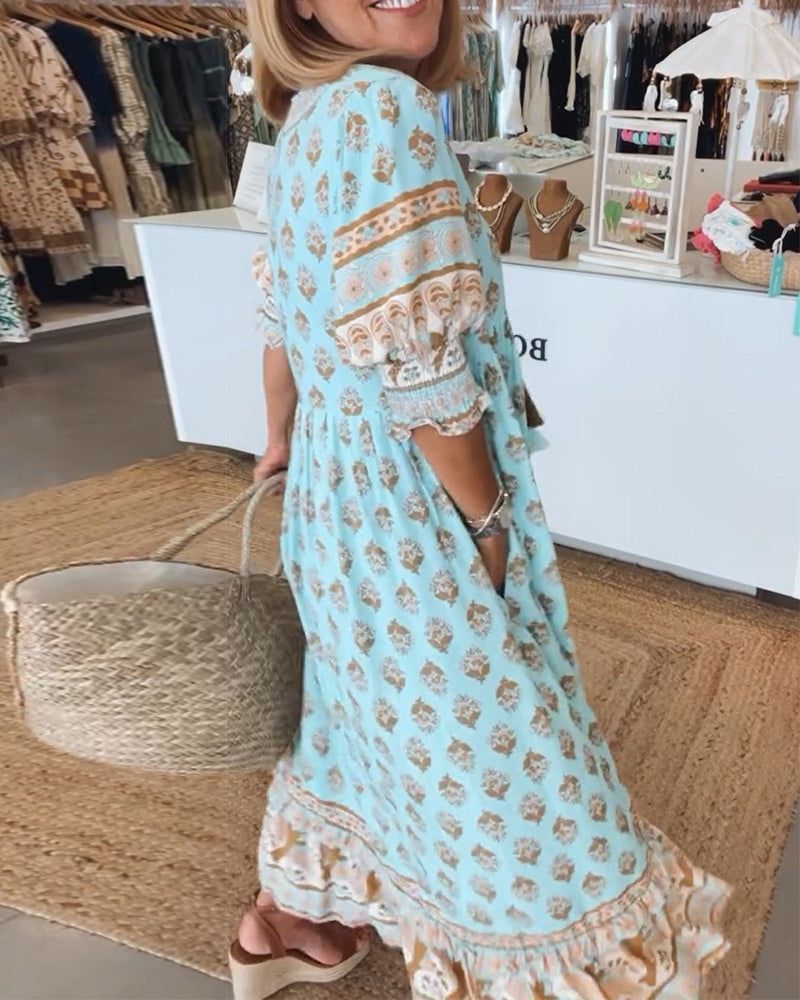 Anne – Sukienka letnia | Damska | Styl boho i dekolt w serek | Luźny, przewiewny krój | IVY&CO